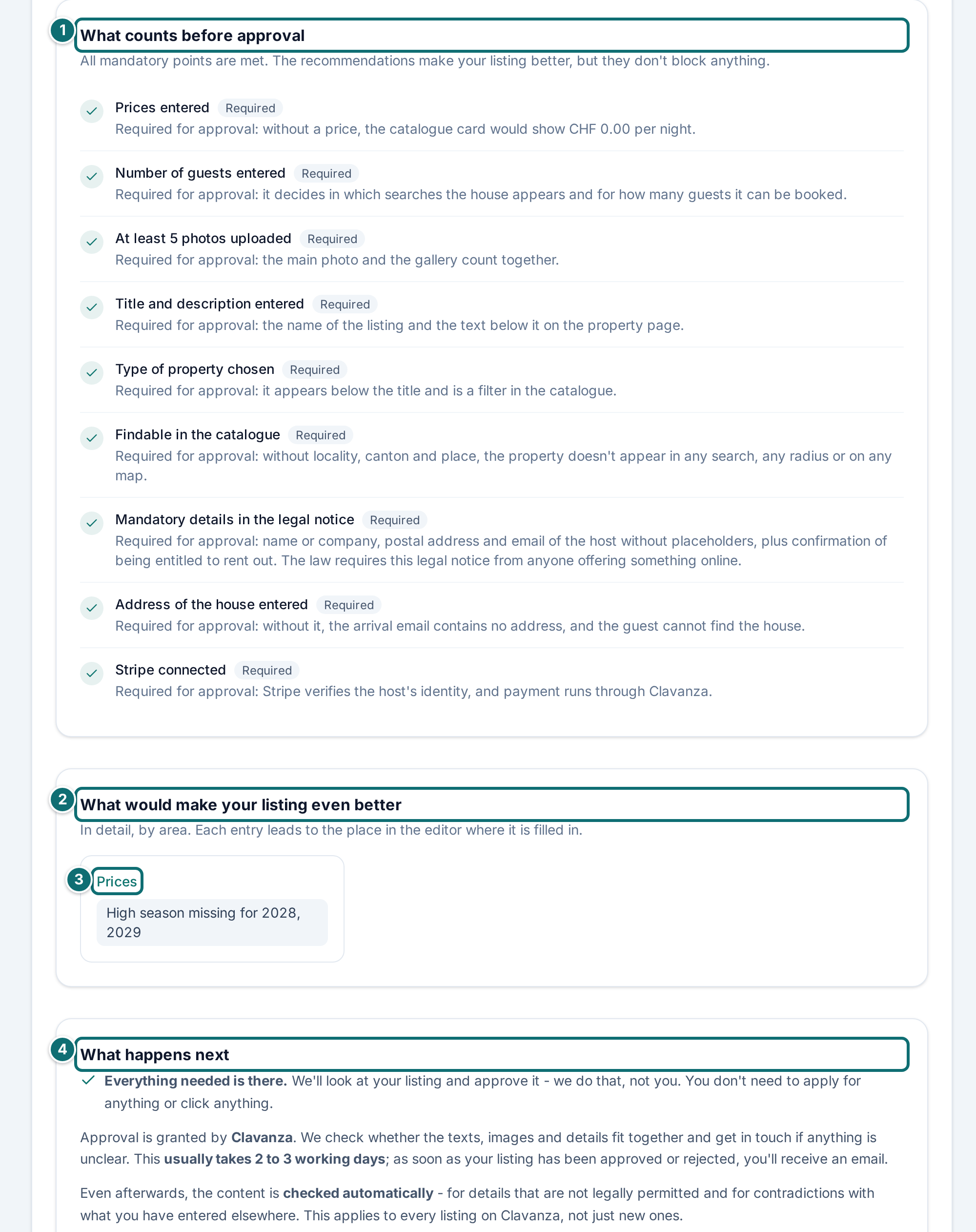 Assistant, finish: required points, what is still missing, what happens next