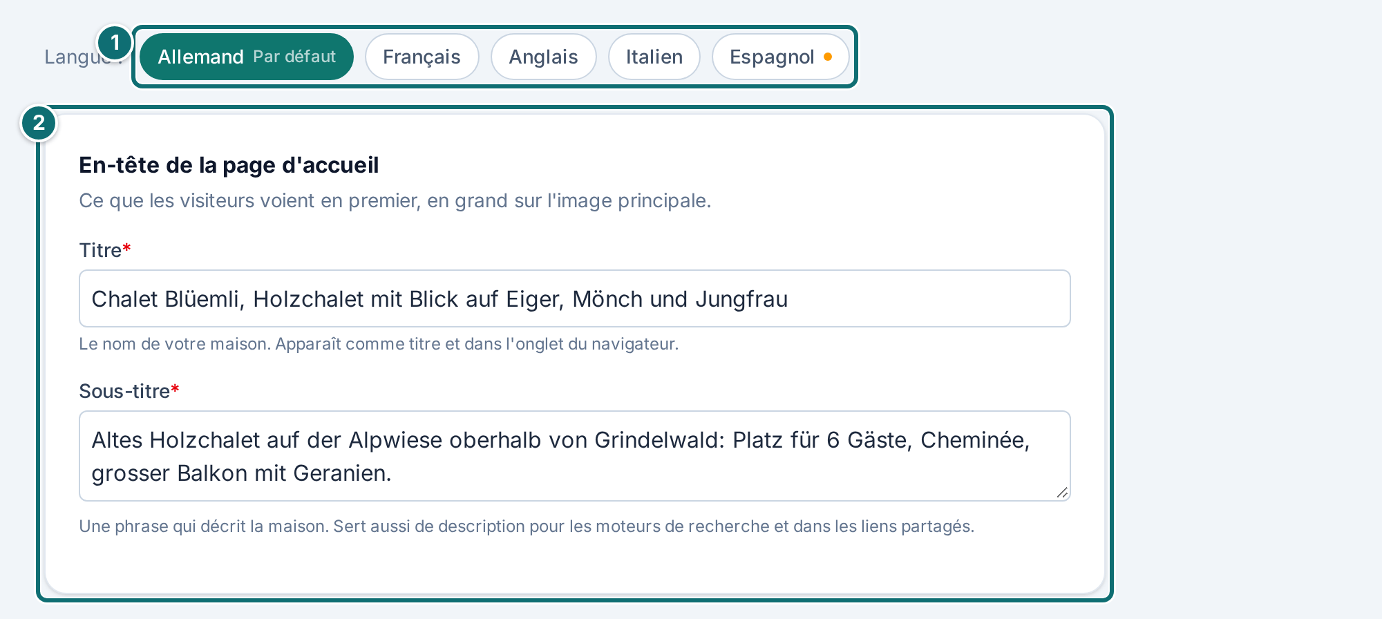 Mon annonce, textes : en-tête de la page d'accueil