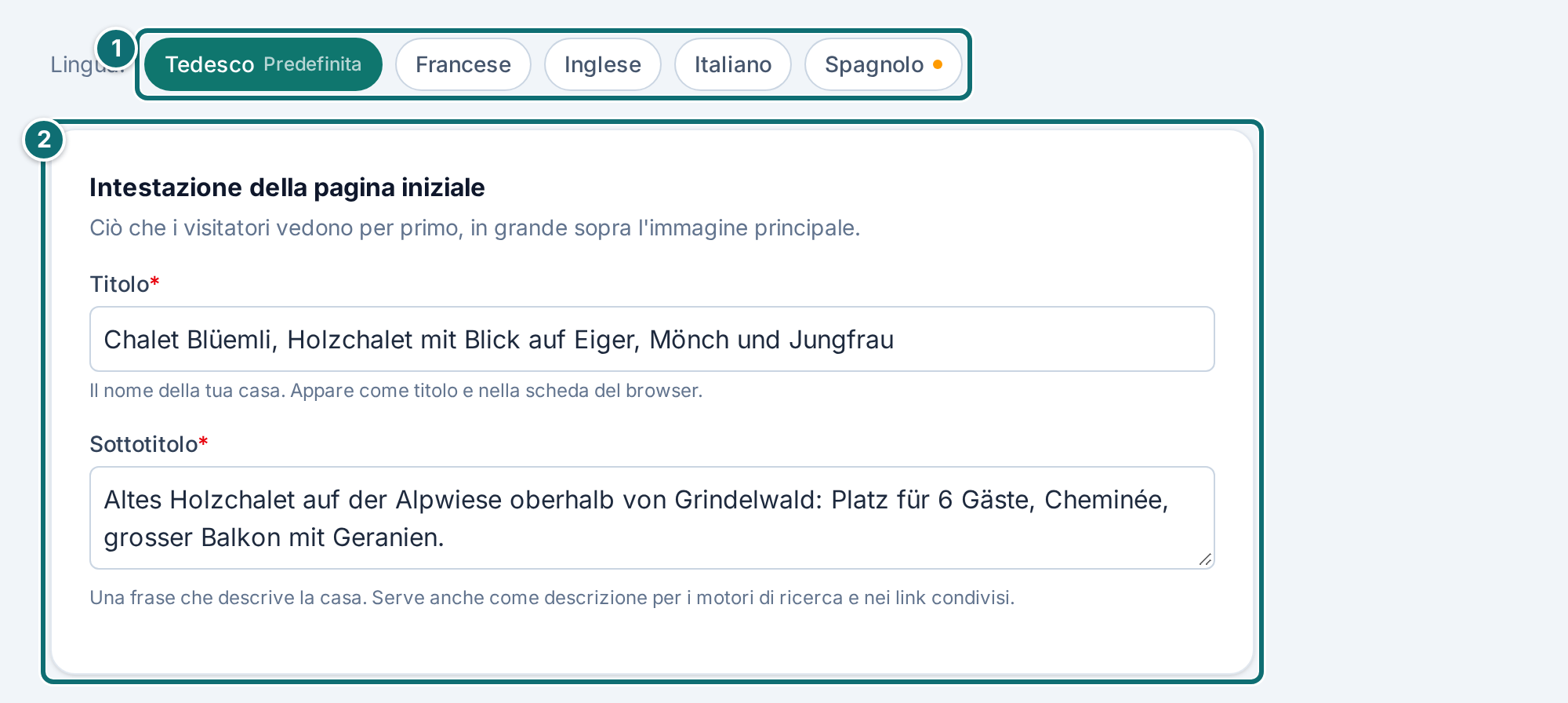 Il mio annuncio, testi: testata della pagina iniziale