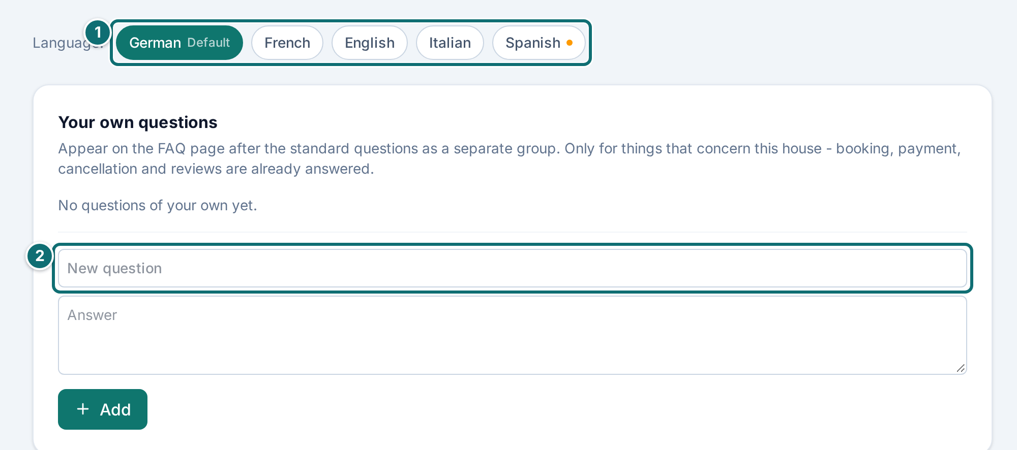 My listing, FAQ: your own questions