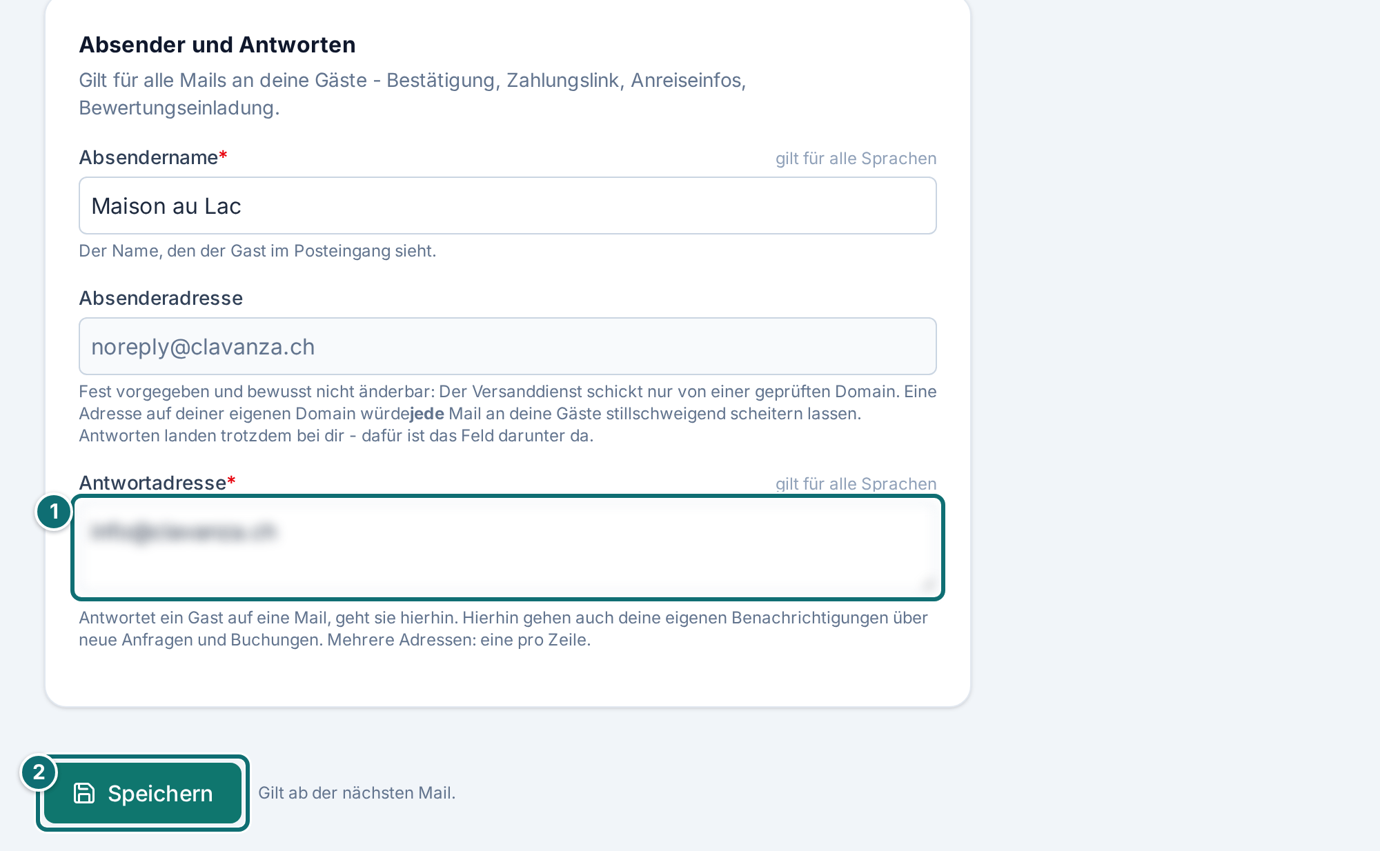 Mein Inserat, E-Mails: Absender und Antworten