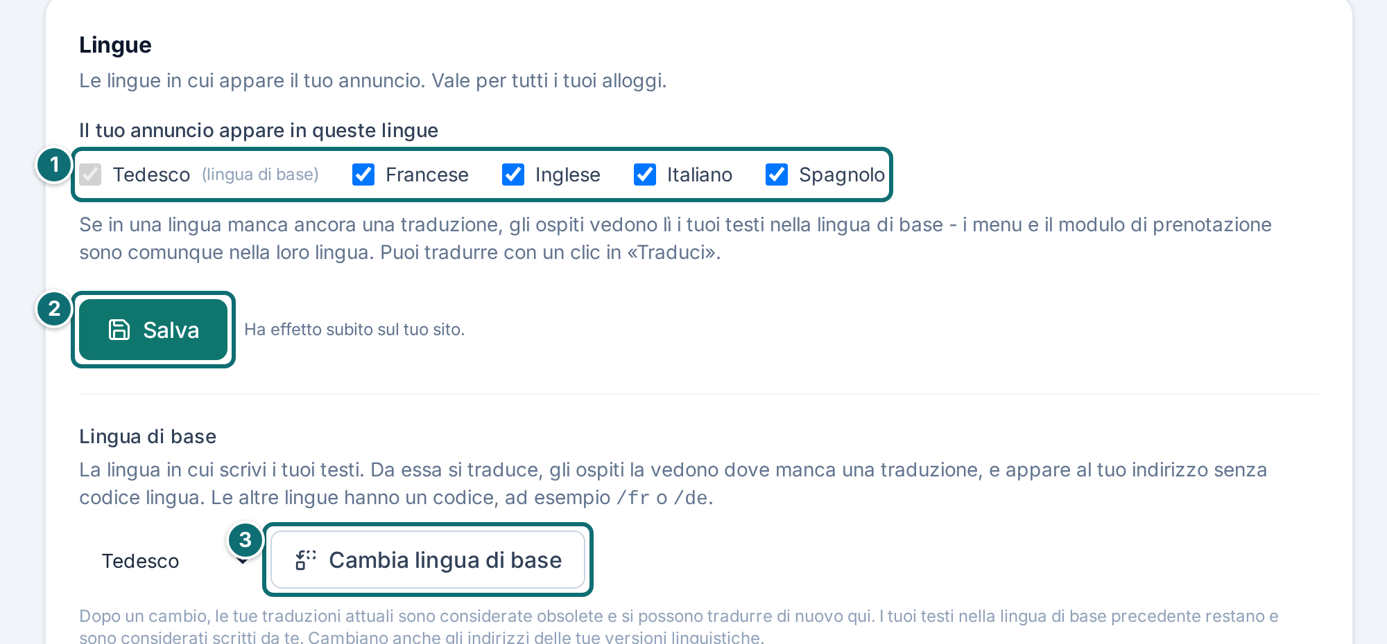 Il mio annuncio, traduci: lingue e lingua di base
