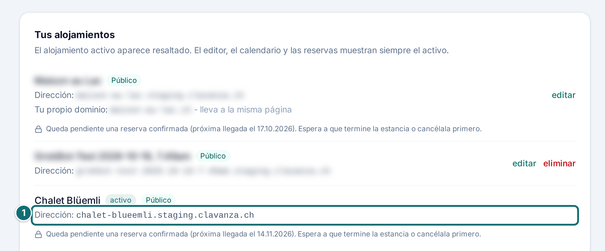 Dirección de internet y dominio propio del alojamiento