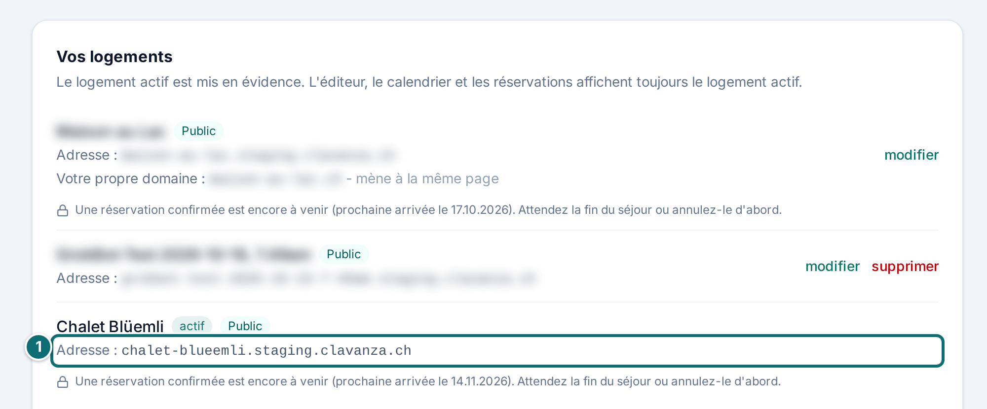 Adresse web et domaine propre du logement