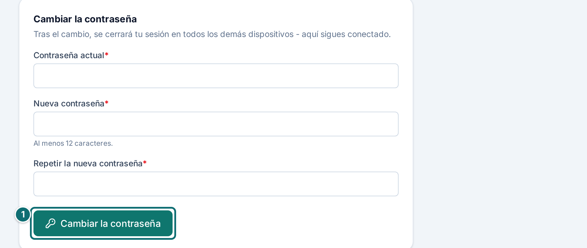 Mi cuenta: cambiar la contraseña
