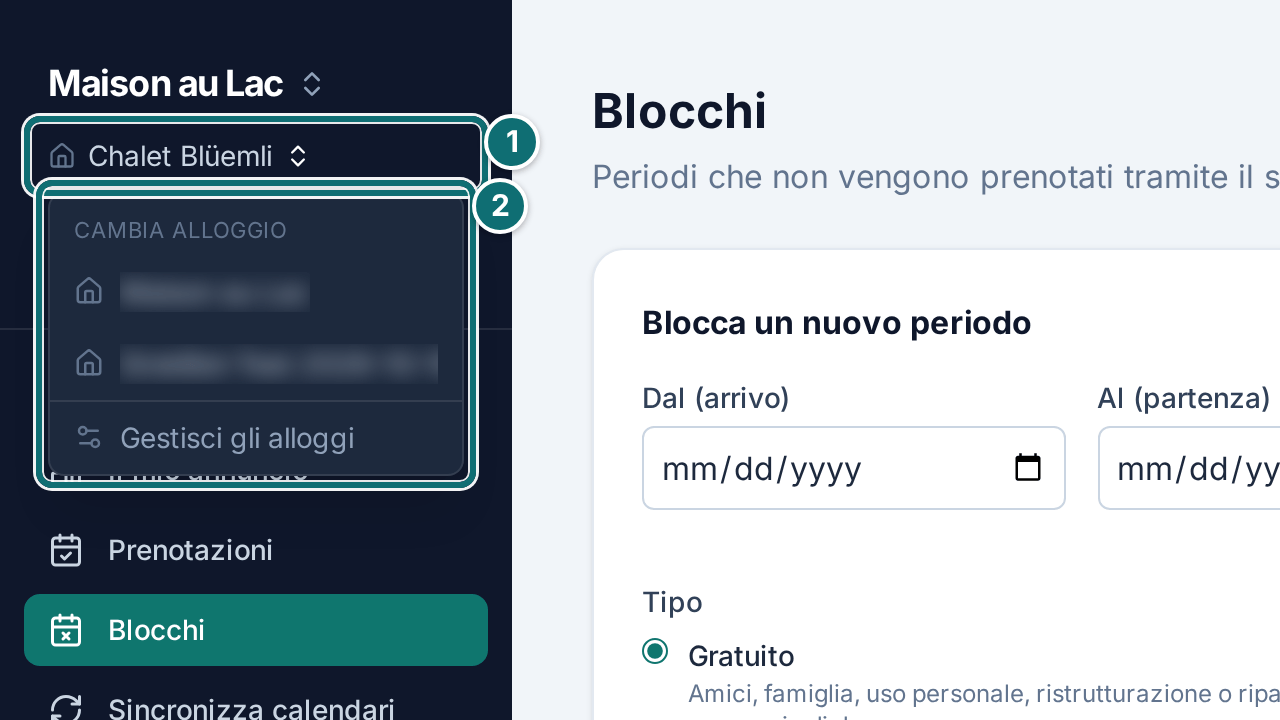 Barra laterale: cambiare alloggio