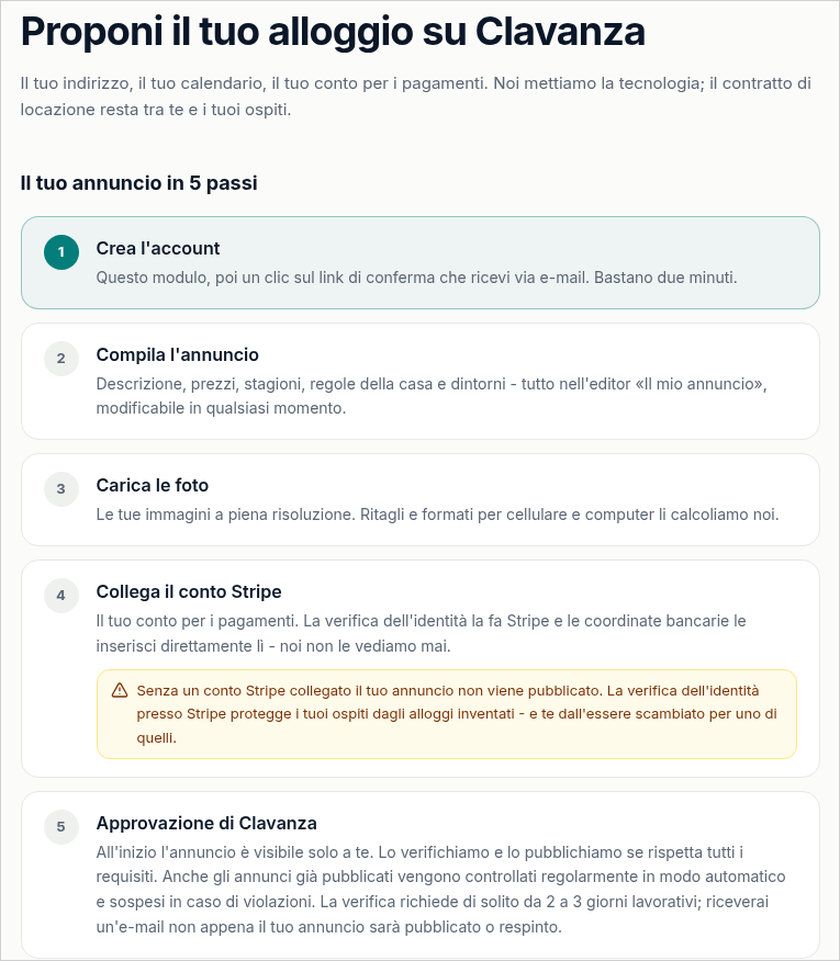 Registrazione: i 5 passi verso il proprio annuncio